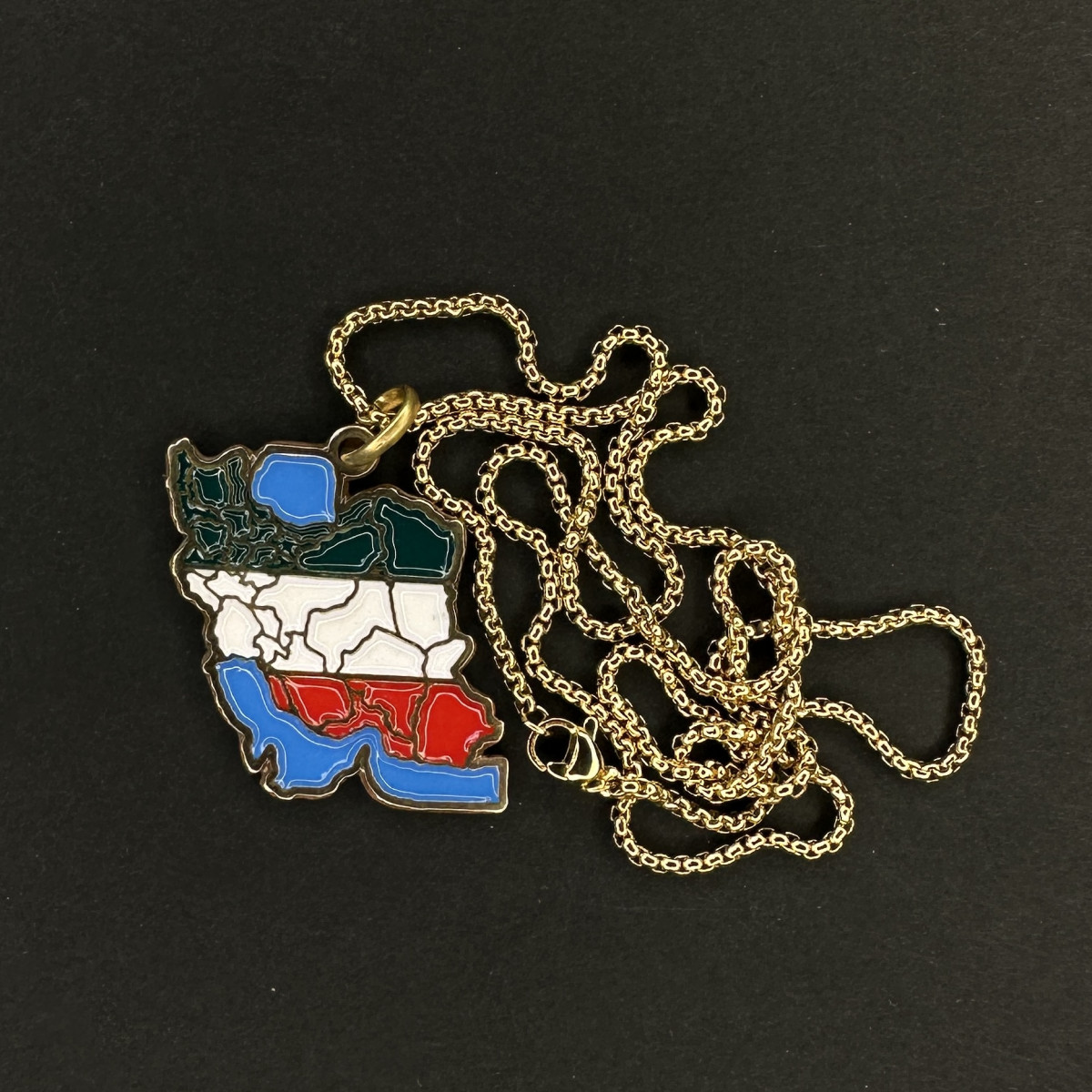 گردنبند طرح پرچم ایران کد(3089) رنگی زنجیر طلایی