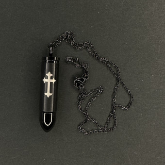 گردنبند طرح گلوله با صلیب کد (3100) تمام مشکی