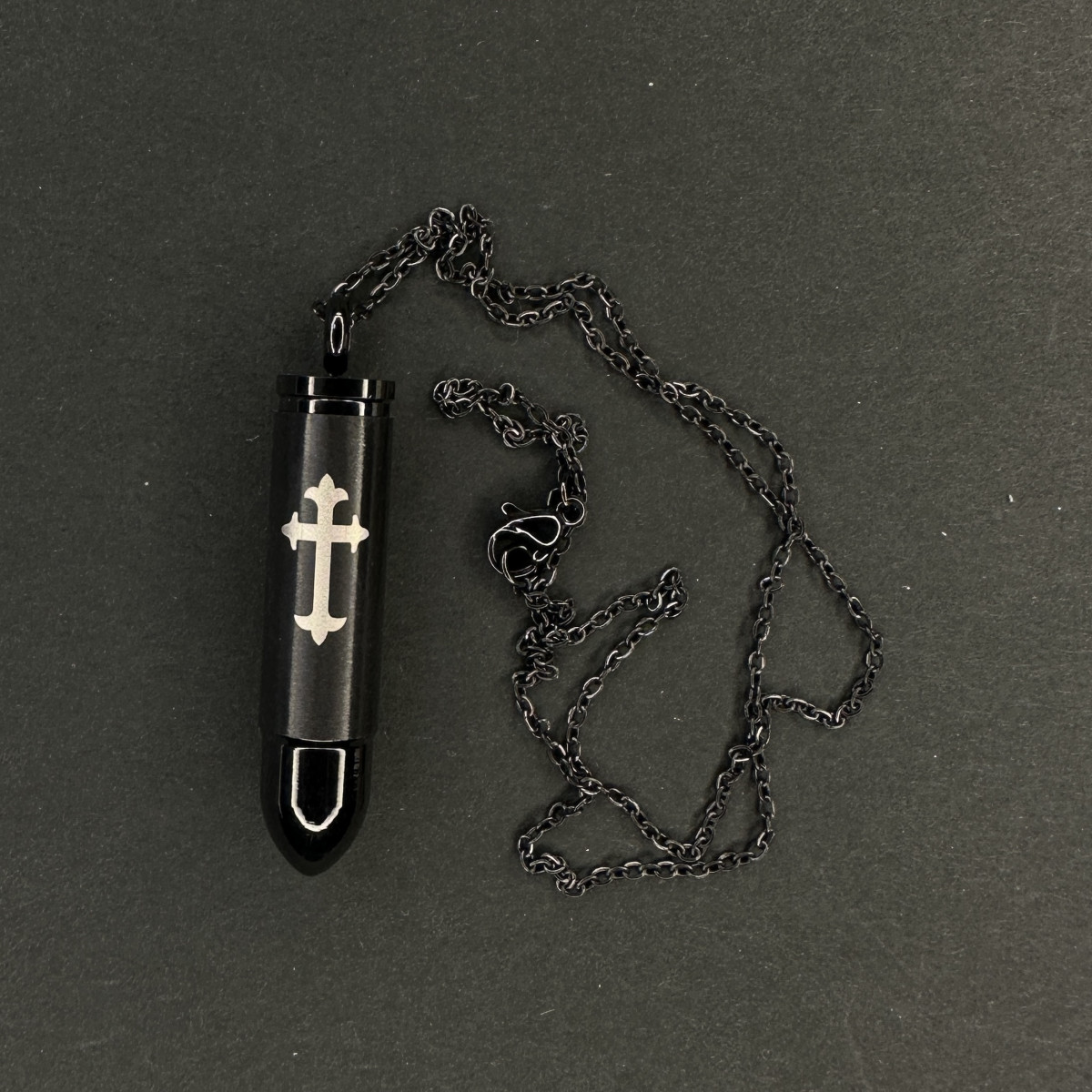 گردنبند طرح گلوله با صلیب کد (3100) تمام مشکی