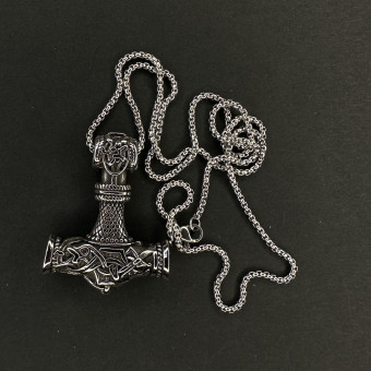 گردنبند طرح چکش ثور کد (3102) تمام نقره ای