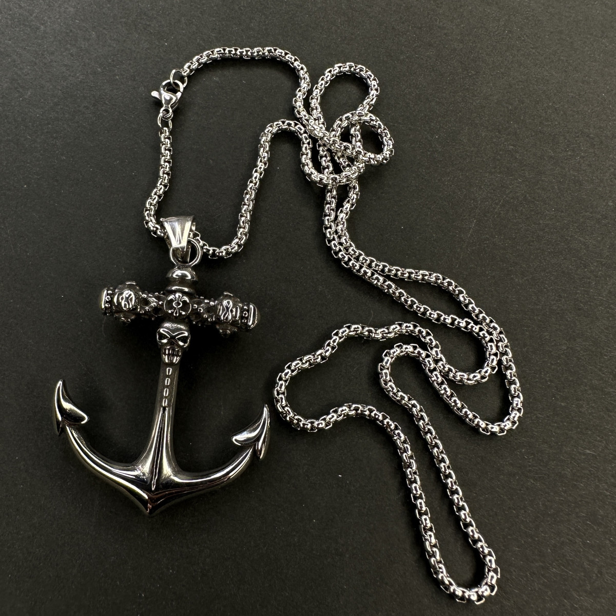 گردنبند طرح لنگر تاکتیکی کد (3106) تمام نقره ای