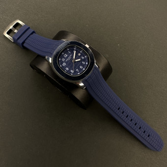 ساعت پتک فیلیپ مردانه کد(6001) قاب نقره ای صفحه سرمه ای بند سرمه ای