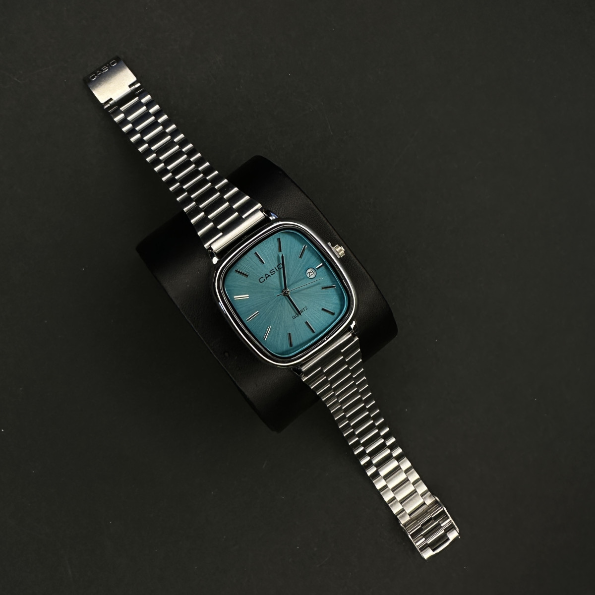 کاسیو اولدمانی مردانه کد(6225) نقره ای صفحه آبی روشن