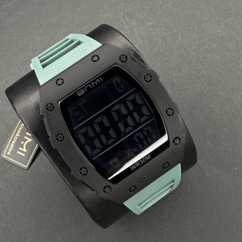 بنمی دیجیتالی مردانه کد(6283) قاب مشکی بند سبز روشن