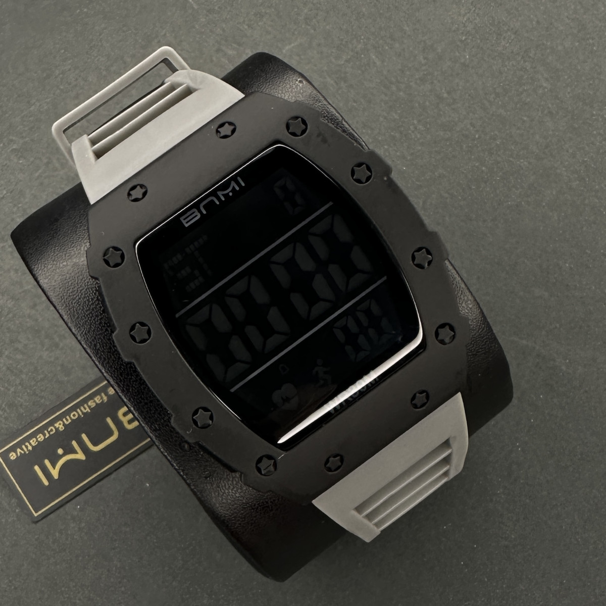 بنمی دیجیتالی مردانه کد(6284) قاب مشکی بند طوسی