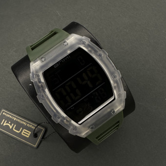 بنمی دیجیتالی مردانه کد(6289) قاب شفاف بند سبز تیره