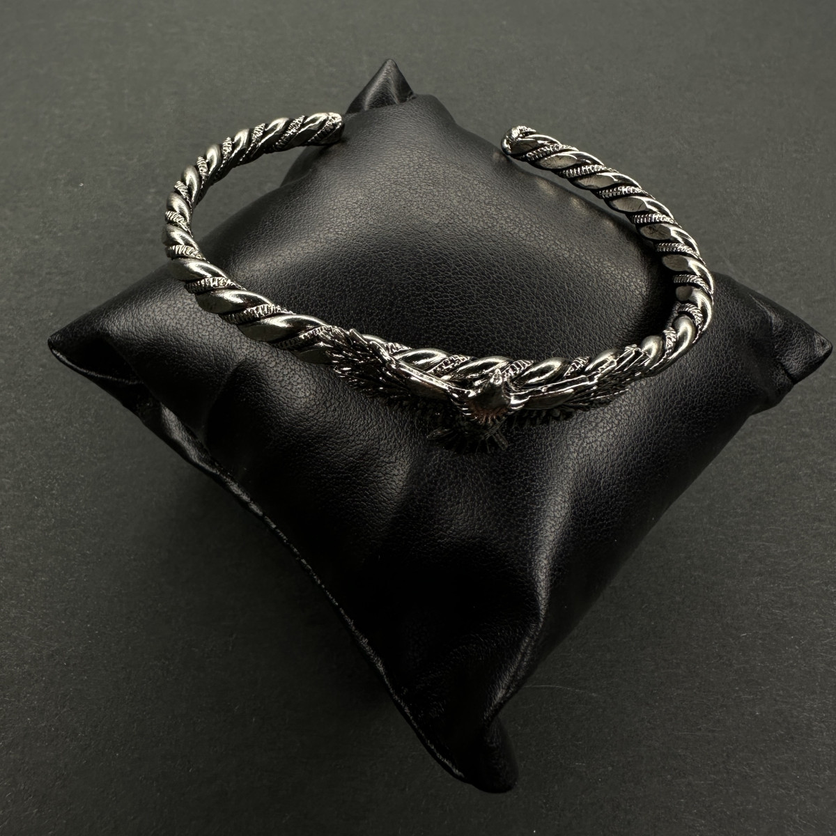 دستبند بنگل طرح عقاب کد (6324) نقره ای