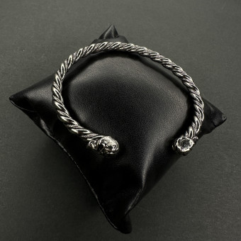 دستبند بنگل طرح جمجه کد (6326) نقره ای