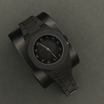 دارک واچ باجعبه شرکتی کد (6248) تمام مشکی اعداد طلایی