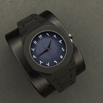 دارک واچ با جعبه شرکتی کد (6301) قاب و بند مشکی صفحه سرمه ای