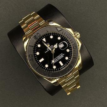 رولکس مردانه کد (6360) صفحه مشکی قاب مشکی طلایی بند طلایی