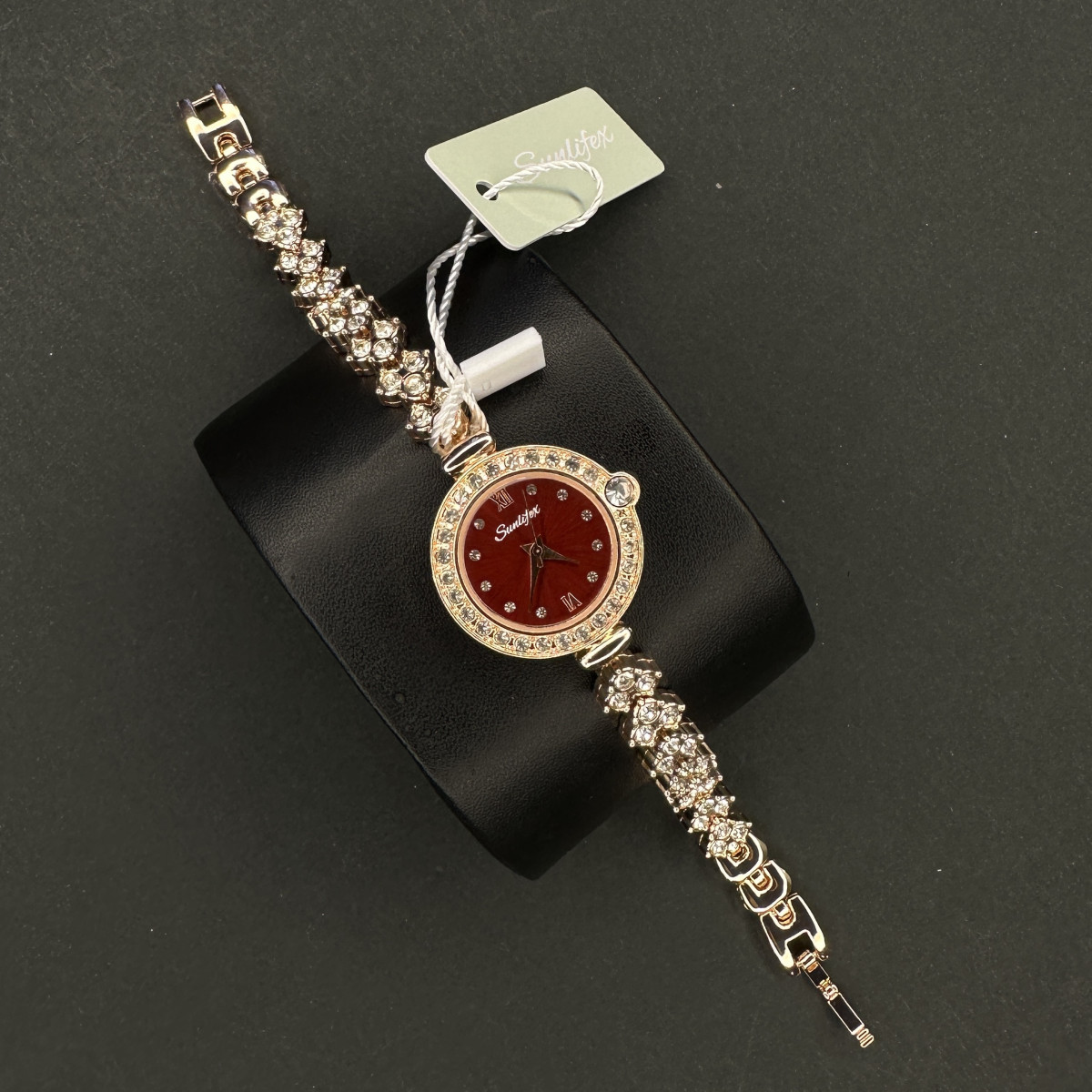 زنانه دایره ای Sunlifex کد (6380) رزگلد صفحه قرمز