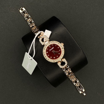 زنانه دایره ای Sunlifex کد (6385) رزگلد صفحه قرمز