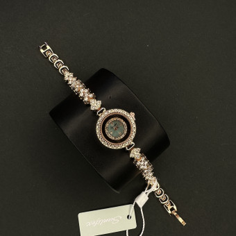 زنانه دایره ای Sunlifex کد (6389) رزگلد صفحه سبز آبی