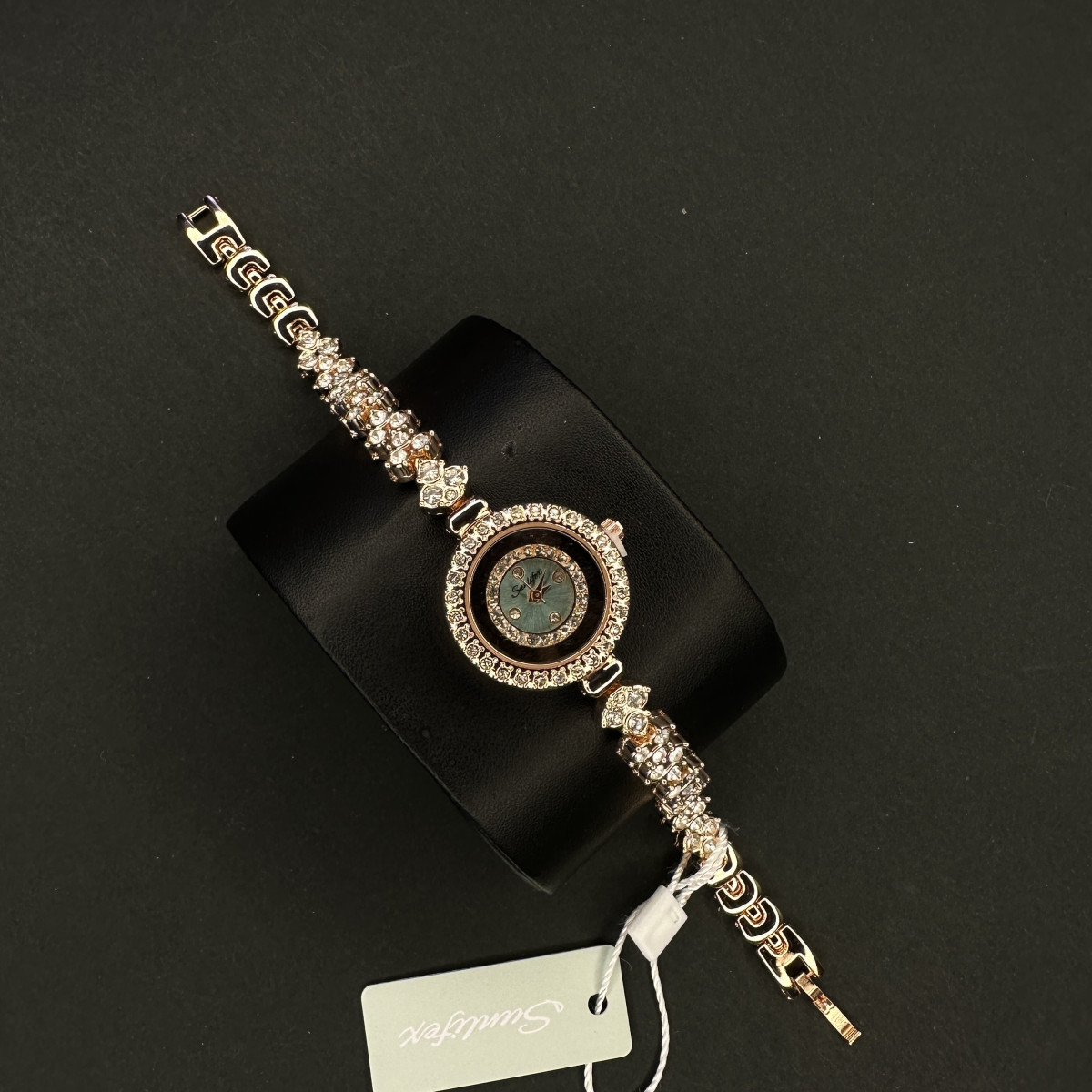 زنانه دایره ای Sunlifex کد (6389) رزگلد صفحه سبز آبی