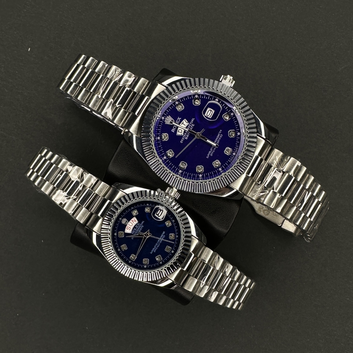 رولکس دو تقویمه کد(6413) تمام نقره ای صفحه سرمه ای