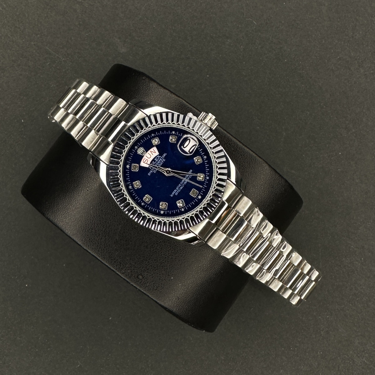 رولکس دو تقویمه کد(6413) تمام نقره ای صفحه سرمه ای