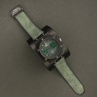 هابلوت مردانه کد(6569)قاب مشکی صفحه سبزبند سبز