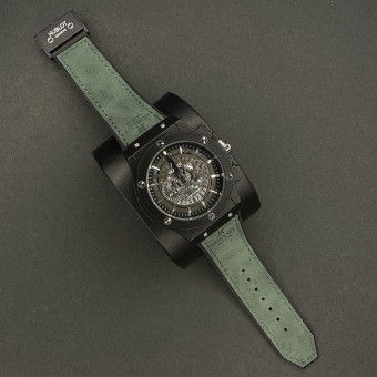 هابلوت مردانه کد(6570)قاب مشکی صفحه مشکی بند سبز