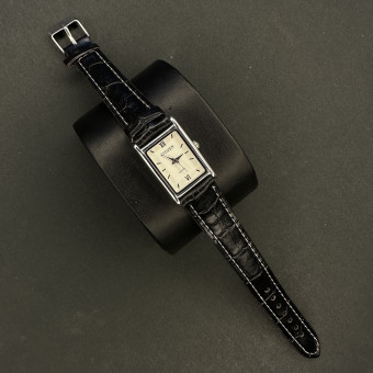 سیتیزن زنانه کد (6592) قاب نقره ای صفحه سفید بند مشکی