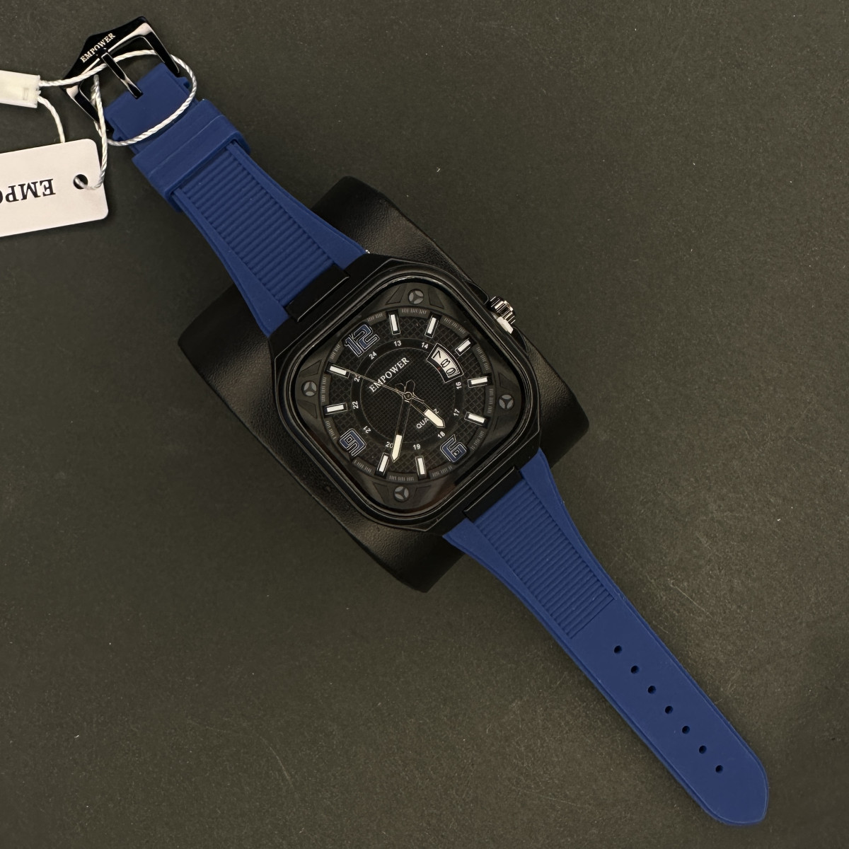 EMPOWER مردانه کد (6600) قاب و صفحه مشکی بند آبی تیره