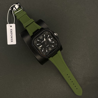 EMPOWER مردانه کد (6601) قاب و صفحه مشکی بند سبز