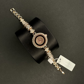 زنانه دایره ای Sunlifex کد (6613) قاب و بند رزگلد صفحه صورتی