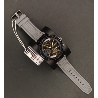 اسپرت مردانه کد (6650) قاب مشکی صفحه شیشه رفلکس بند طوسی