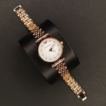 امپریو آرمانی زنانه کد(6658) قاب و بند رزگلد صفحه سفید