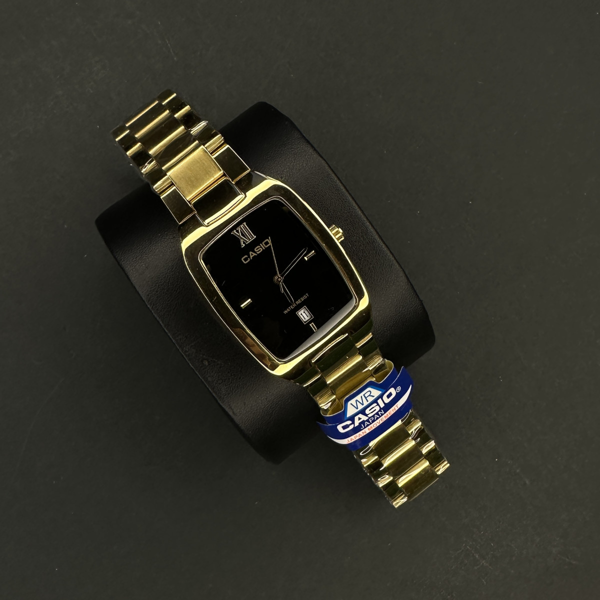 کاسیو مستطیل کد (6667) قاب و بند طلایی صفحه مشکی