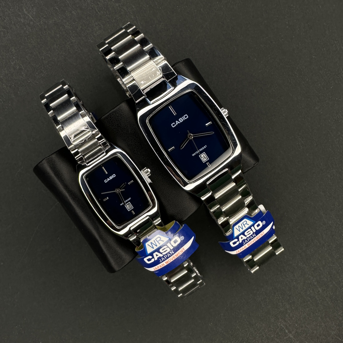 کاسیو مستطیل کد (6671) نقره ای صفحه سرمه ای