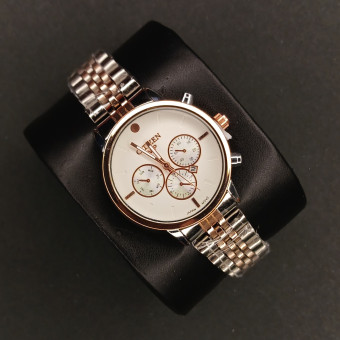 سیتیزن زنانه کد(6704) قاب رزگلد صفحه سفید بند نقره ای رزگلد