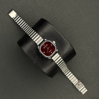 کاسیو زنانه کد (6782) قاب و بند نقره ای صفحه آلبالویی