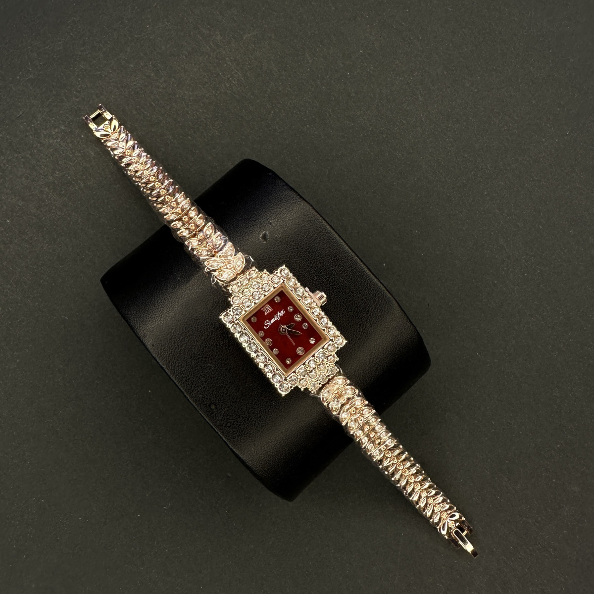 زنانه مستطیلی Sunlifex کد (6406) رزگلد صفحه قرمز