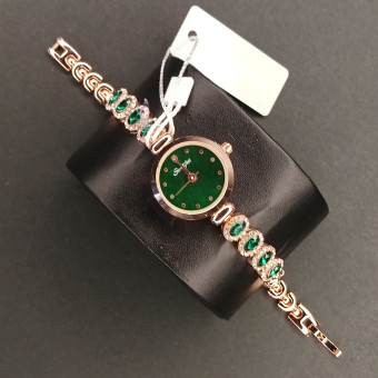 زنانه دایره ای Sunlifex کد (6804) رزگلد صفحه سبز