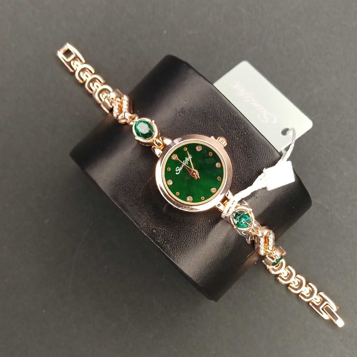 زنانه دایره ای Sunlifex کد (6805) رزگلد صفحه سبز