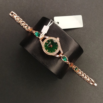 زنانه دایره ای Sunlifex کد (6811) رزگلد صفحه سبز