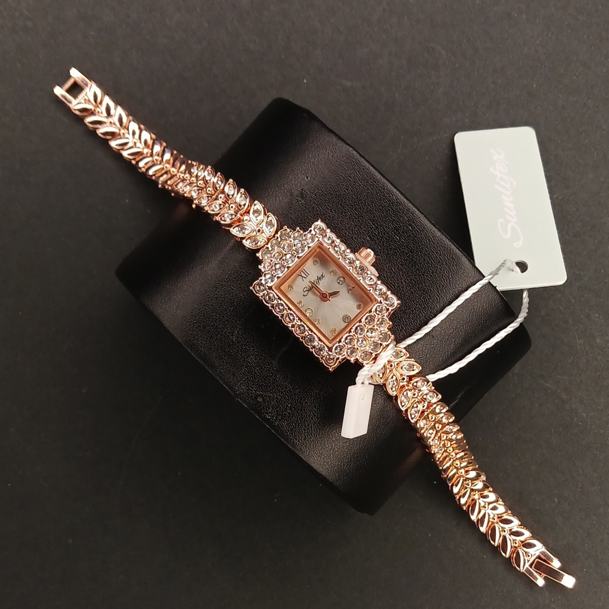 زنانه مستطیلی Sunlifex کد (6816) رزگلد صفحه نقره ای