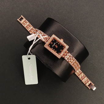 زنانه مستطیلی Sunlifex کد (6817) رزگلد صفحه مشکی