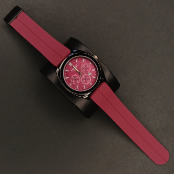 تیسوت مردانه کد (6832) قاب مشکی بند و صفحه زرشکی