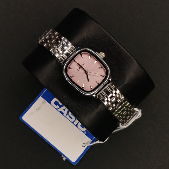 کاسیو زنانه کد (6836) قاب و بند نقره ای صفحه یاسی