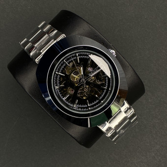 رادو اتومات مردانه کد(6843) قاب و بند نقره ای صفحه مشکی