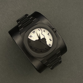 دارک واچ بدون جعبه شرکتی کد (6520) قاب مشکی صفحه مشکی سفید بند مشکی