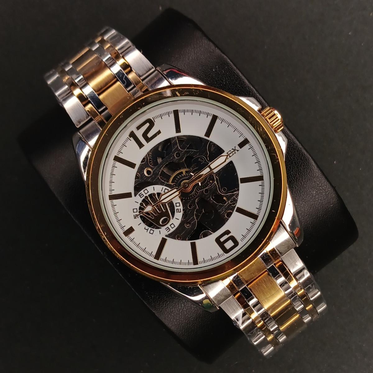 رولکس اتومات مردانه کد(6878) قاب و بند طلایی نقره ای صفحه سفید