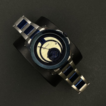 کارتیر مردانه کد(6888) قاب سرمه ای بند نقره ای سرمه ای