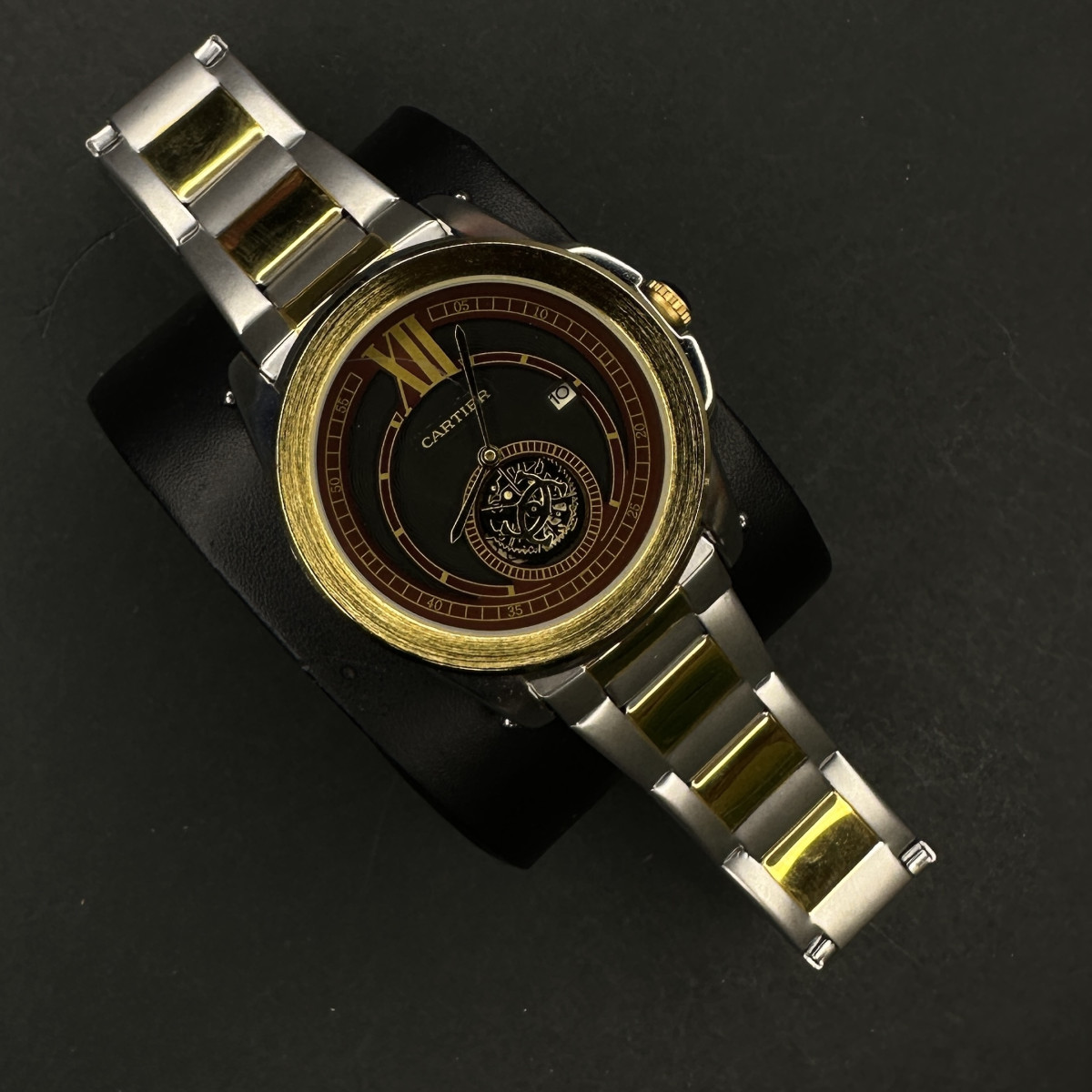 کارتیر مردانه کد(6889) قاب طلایی بند طلایی نقره ای