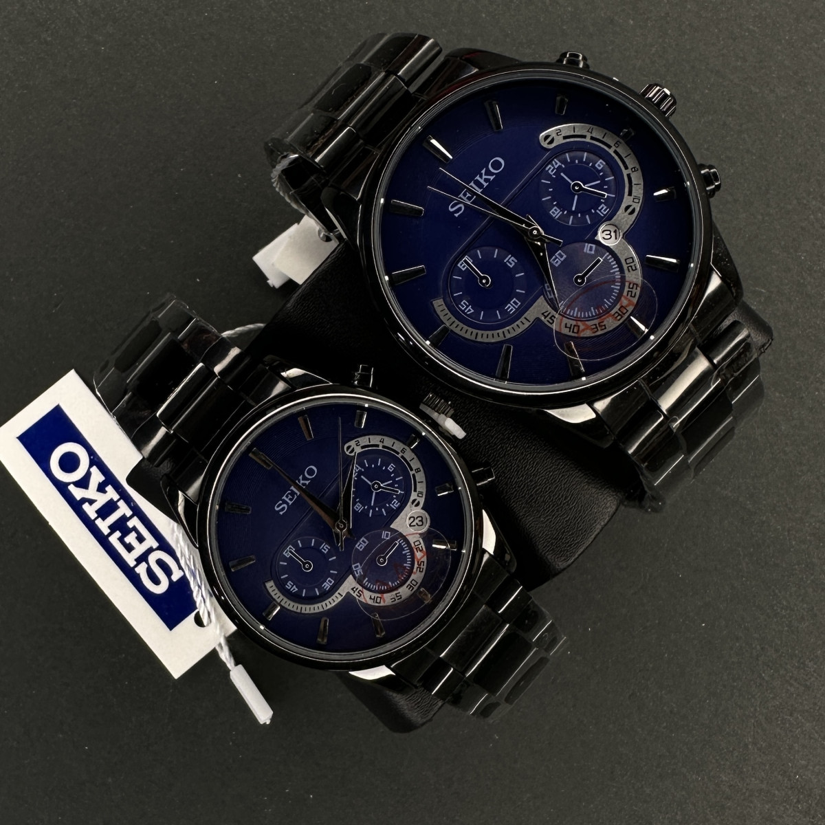 سیکو کد(6891) قاب و بند مشکی صفحه سرمه ای