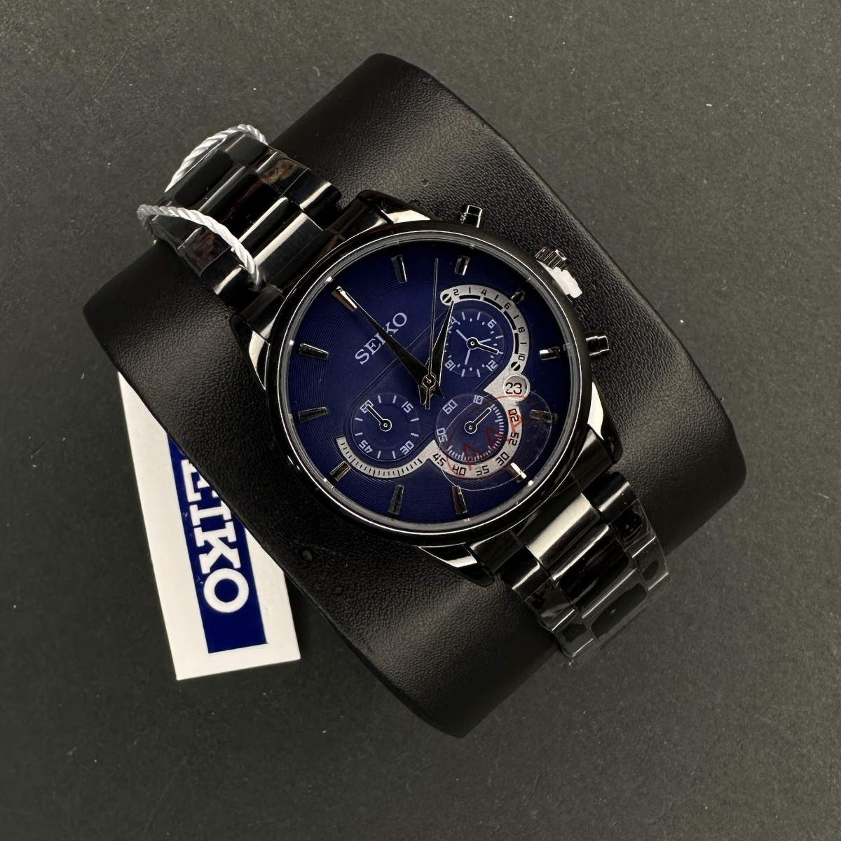 سیکو کد(6891) قاب و بند مشکی صفحه سرمه ای