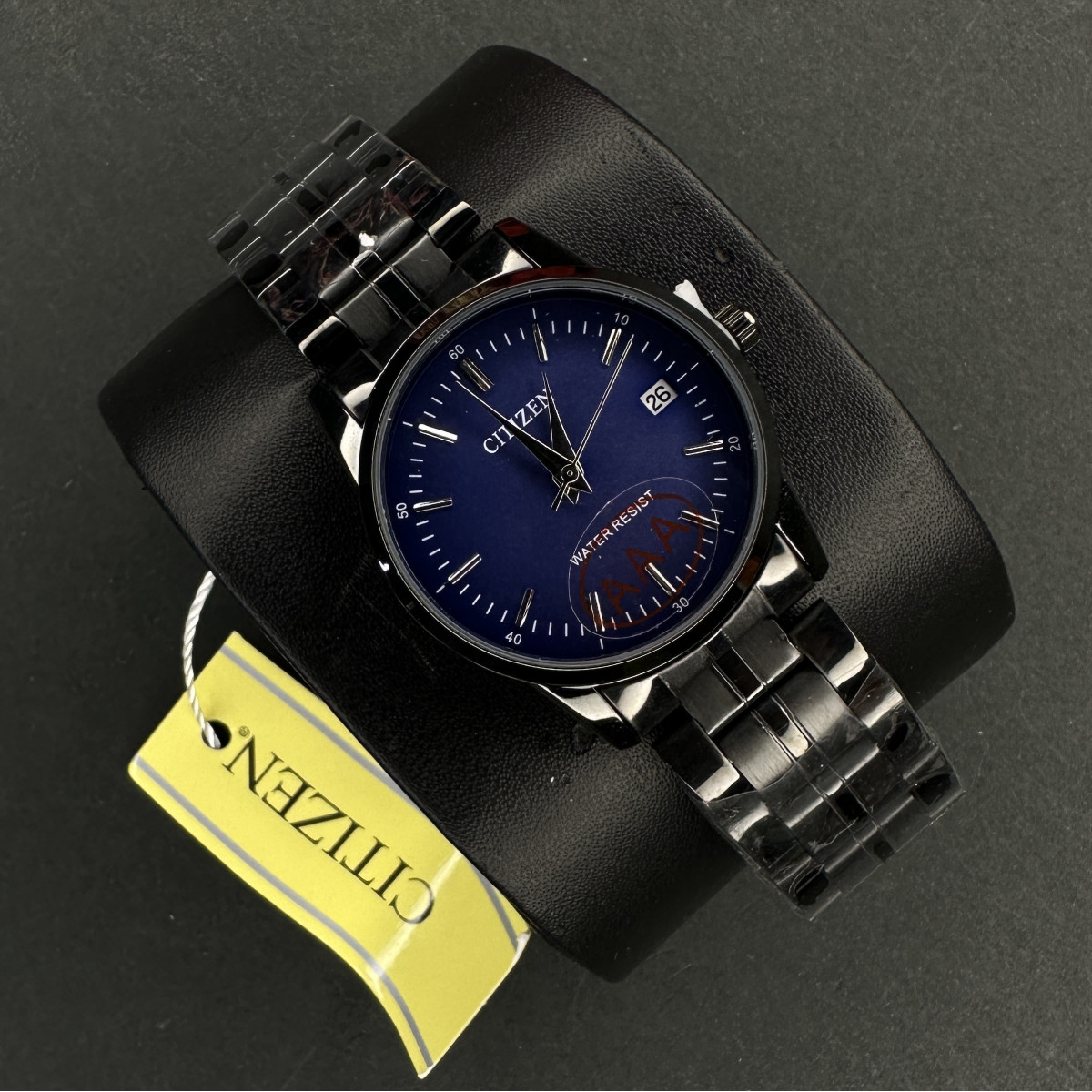 سیتیزن کد(6897) قاب و بند مشکی صفحه سرمه ای