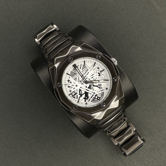 هابلوت کاستوم کد(6016) قاب مشکی صفحه سفید بند مشکی